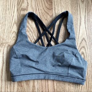Lululemon strappy bra grey with black straps